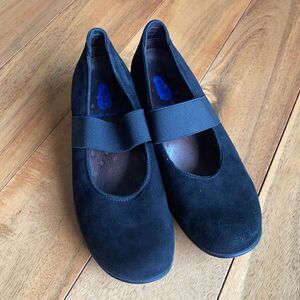 Wolky Black Suede Mary Jane Flats